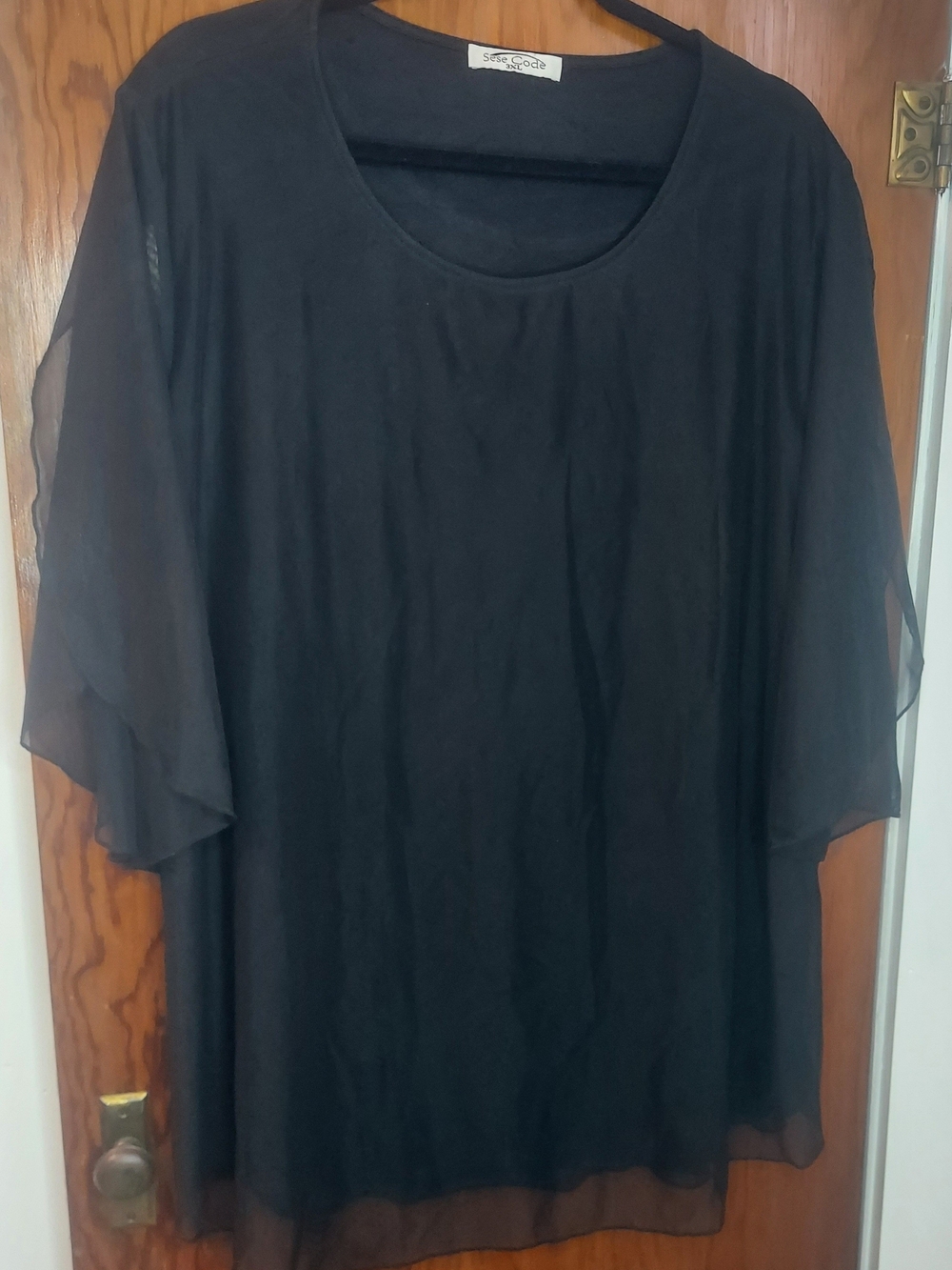 Size 3x Black Sheer Layered Women’s Top